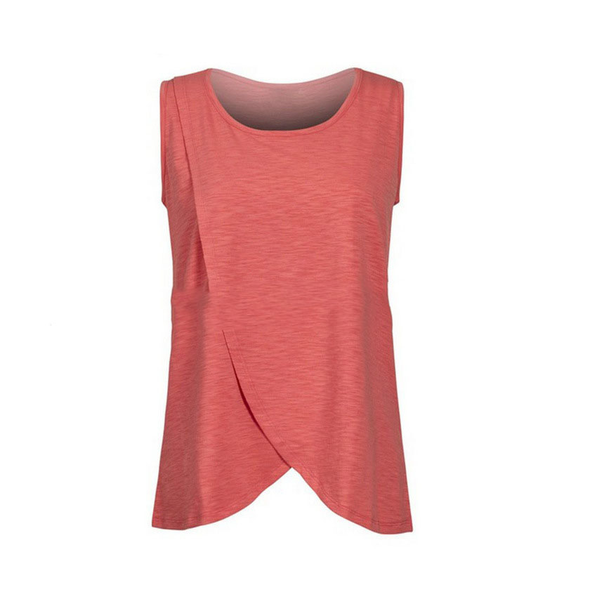 Camiseta de maternidad para mujeres embarazadas, camisetas de manga corta con botones laterales y cuello redondo, camisetas de lactancia de Color sólido para amamantar