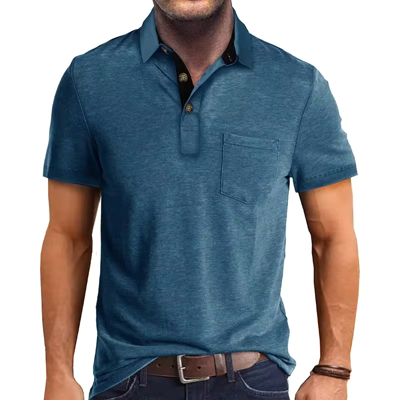 Hochwertiges Sommer-Polo-Shirt für Herren mit Kragen, Einfarbig, Atmungsaktiv, Kurzarm, Modisch, Business-Casual, Mehrfarbig