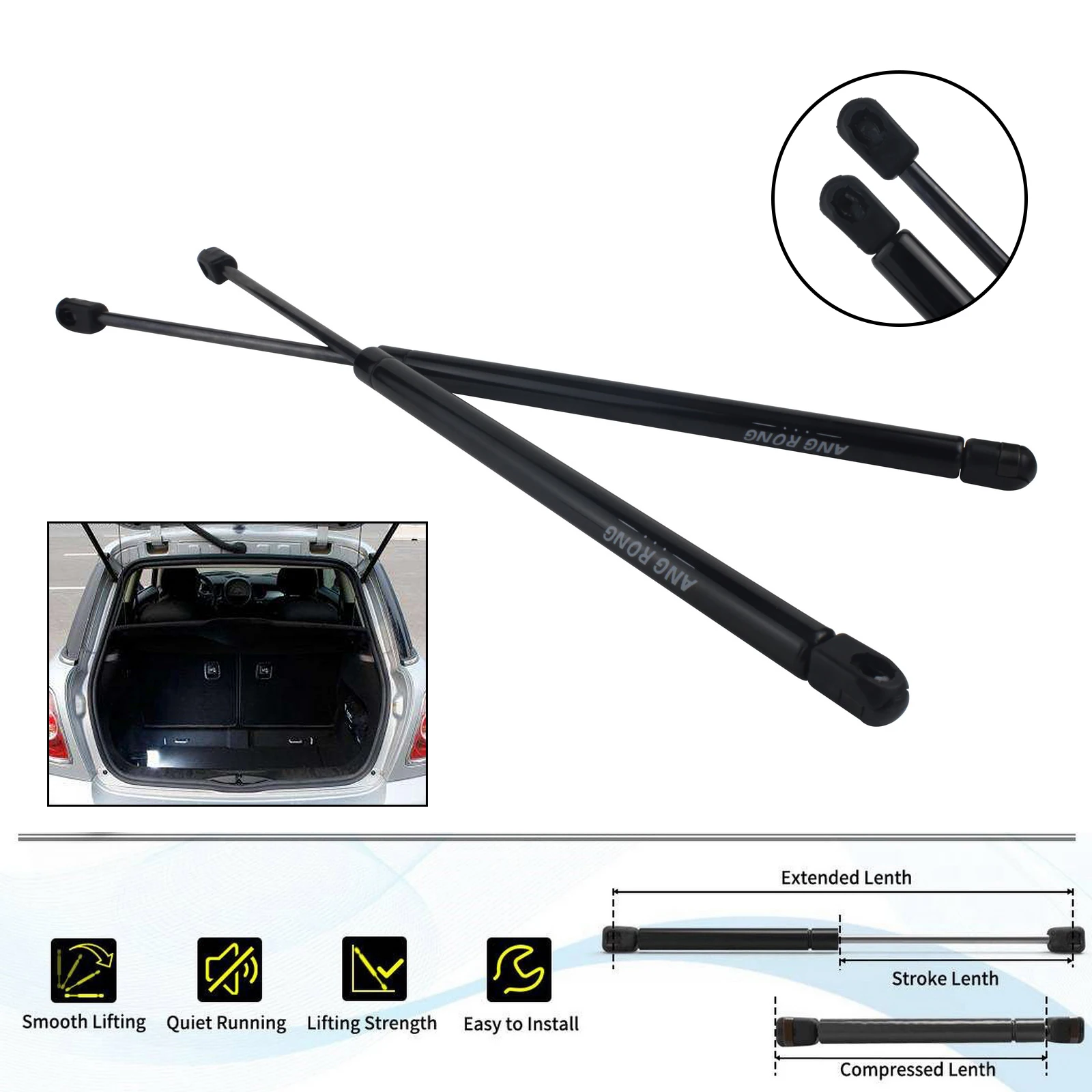 Par de puntales de Gas de soporte de maletero para portón trasero para Mini One Cooper R50 R53 2001-2006