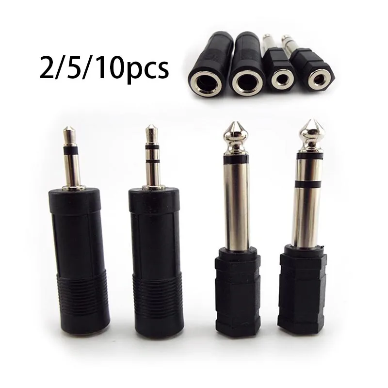 Adaptador de Audio de 6.35mm (6.5mm) Mono Macho a 3.5mm (1/8'') Hembra, Conector de 2 y 3 Polos, Terminal para Altavoz y Auriculares