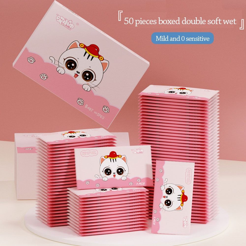 Bolsa de lenços molhados de moda para casa e bebê, tecido não tecido, lenço úmido, limpeza das mãos, desinfecção, 50PCs