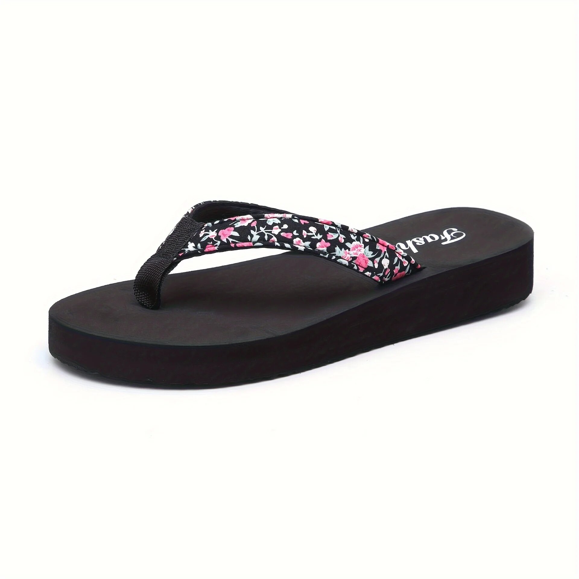 1pc Dames Slippers met bloemenpatroon Mode Antislip Lichtgewicht Strandplatformslippers Damesschoenen Ademend Open teen