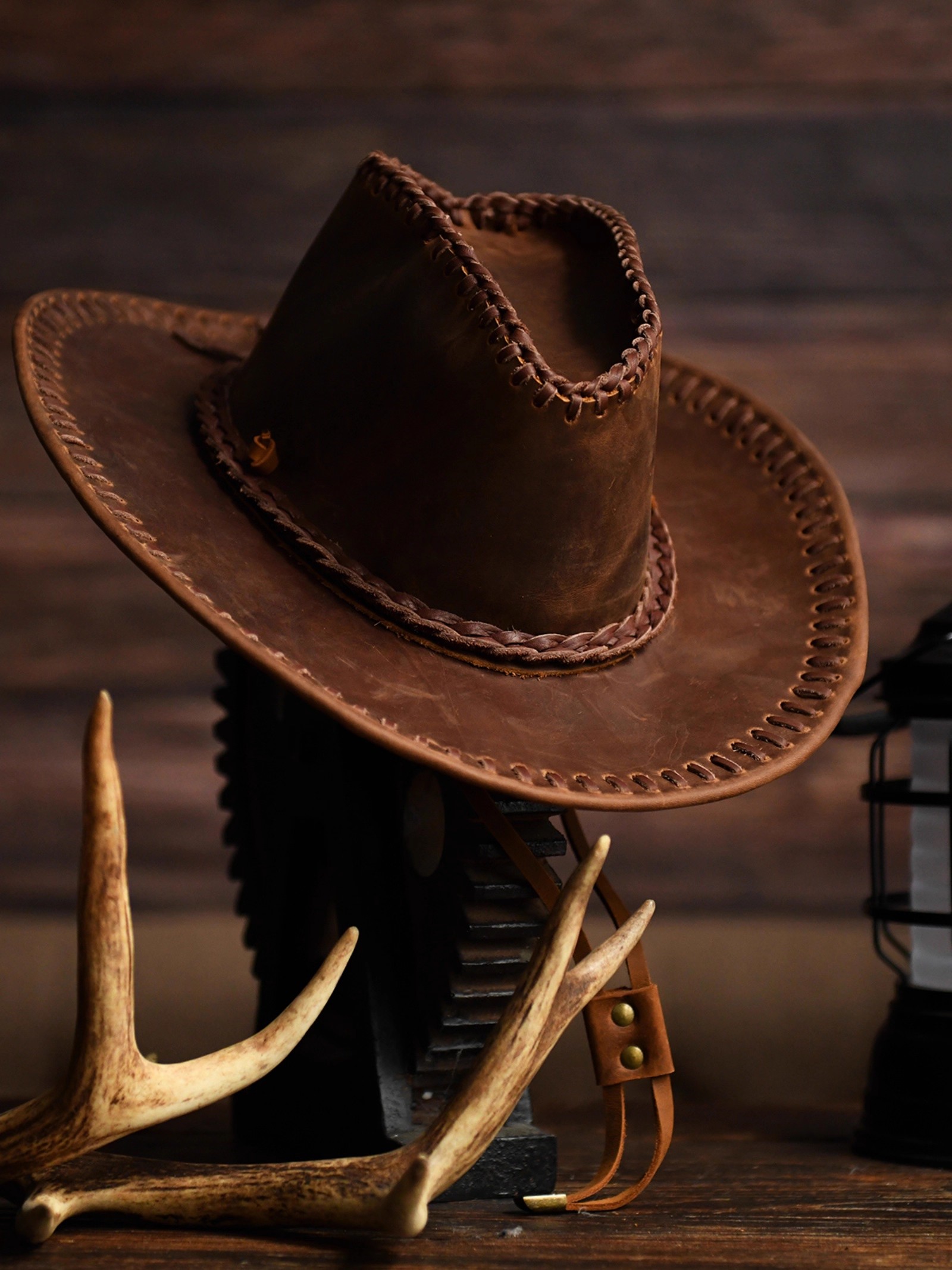 Handgemaakte lederen westerse cowboyhoed heren outdoor Harley casual zonnescherm ridderpet Mad Horse lederen hoed