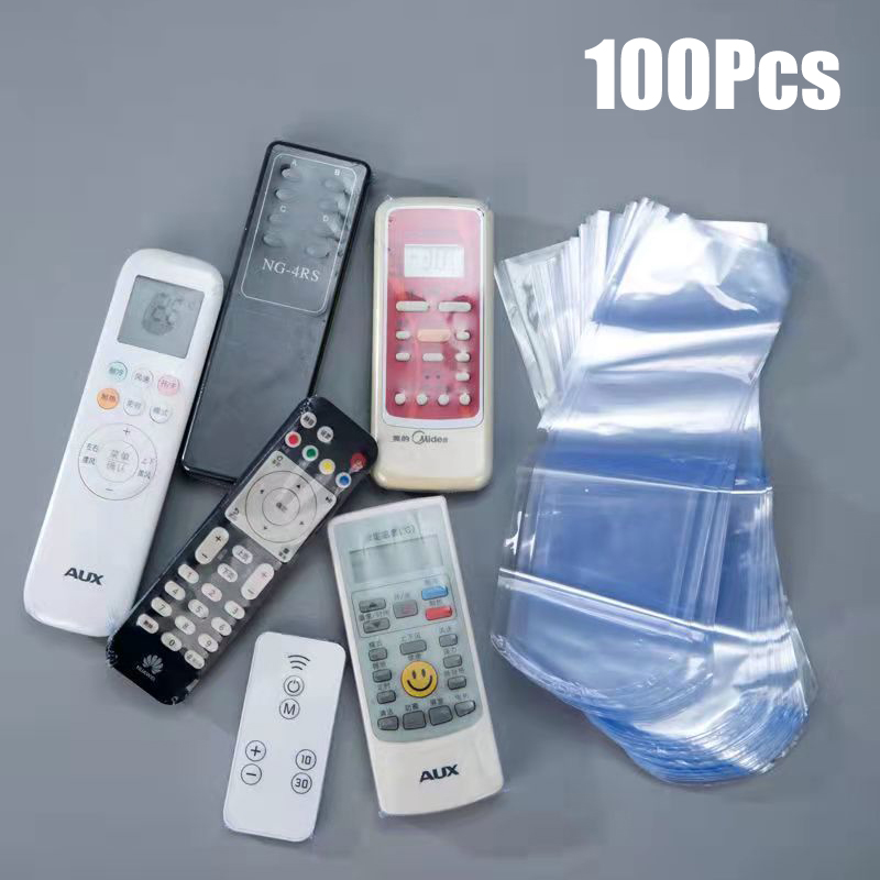 100 pçs transparente ar condicionado/smart tv controle remoto capa protetora à prova de poeira à prova ddustágua controle remoto filme termo retrátil