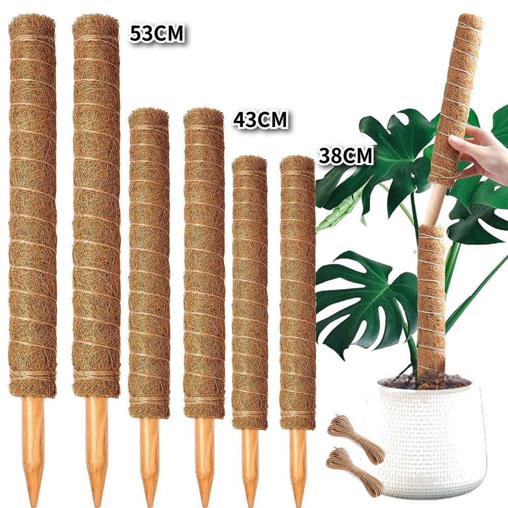 Poste de Coco para Plantas Trepadoras de 38/43/53CM, Soporte Seguro para Jardinería, Varilla de Coco para Plantas Trepadoras, Enredaderas y Cimbreantes