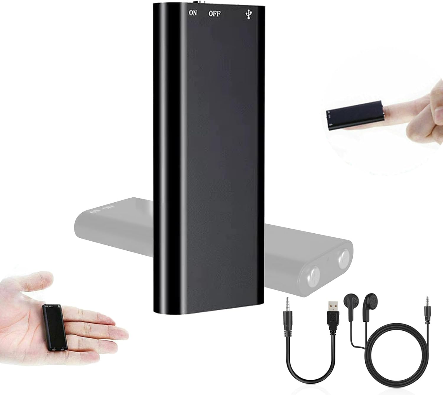 Mini Voice Recorder, 8GB/16GB Ultra-compact with MP3 player and USB Ideal for presentations, lectures and meetings