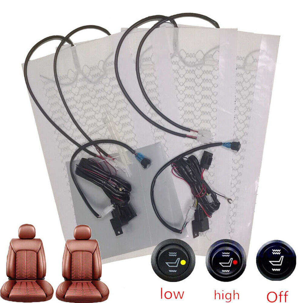 Universal 12V รถคาร์บอนไฟเบอร์อุ่นเครื่องทําความร้อนที่นั่งชุดเบาะรอบชุดสวิทช์