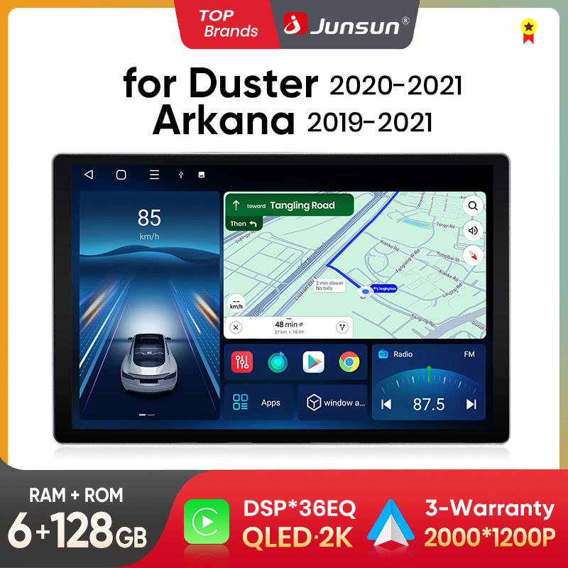 Junsun X7 MAX 2K HD schermo Wireless CarPlay Auto autoradio per Renault Duster HM 2 2020 2021 Car Multimedia GPS 2din autoradio