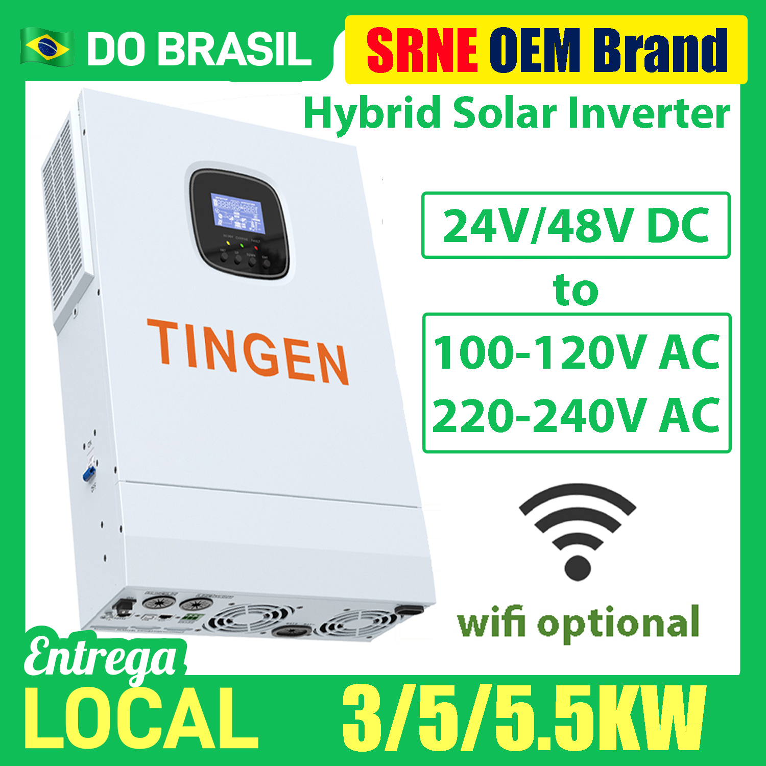 Inversor de onda senoidal pura híbrida solar 5kw fora da rede 48v a 110v 220v 50/60hz mppt pv max 500v entrada 80a corrente de carga fotovoltaica srne oem
