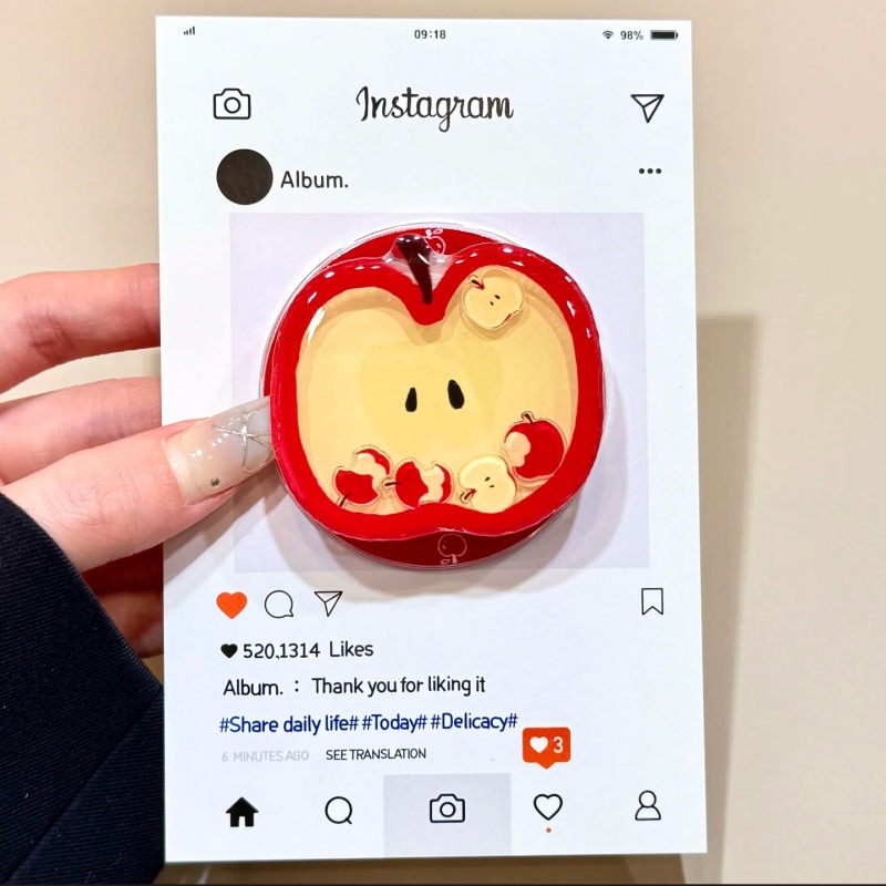 Apple Pasir Hisap Kartun Lucu untuk Dudukan Magsafe Griptok Dudukan Cincin Jari Ponsel Mendukung Braket IPhone 15 Girl