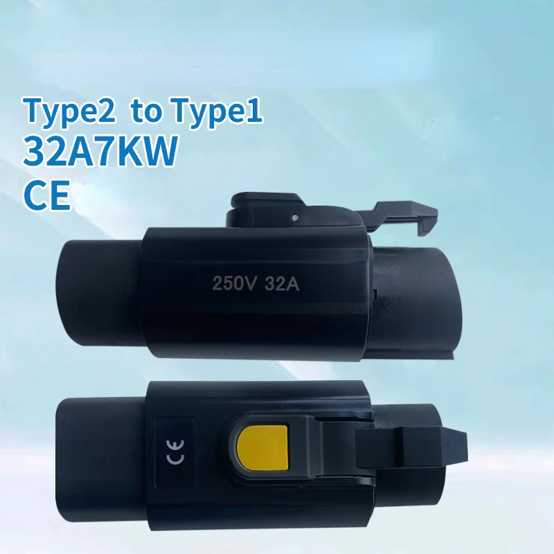IEC62196 Tipo 2 a SAE J1772 Tipo 1 Adaptador de cargador EV 250V 32A Tipo2 Tipo1 Adaptador convertidor de cargador