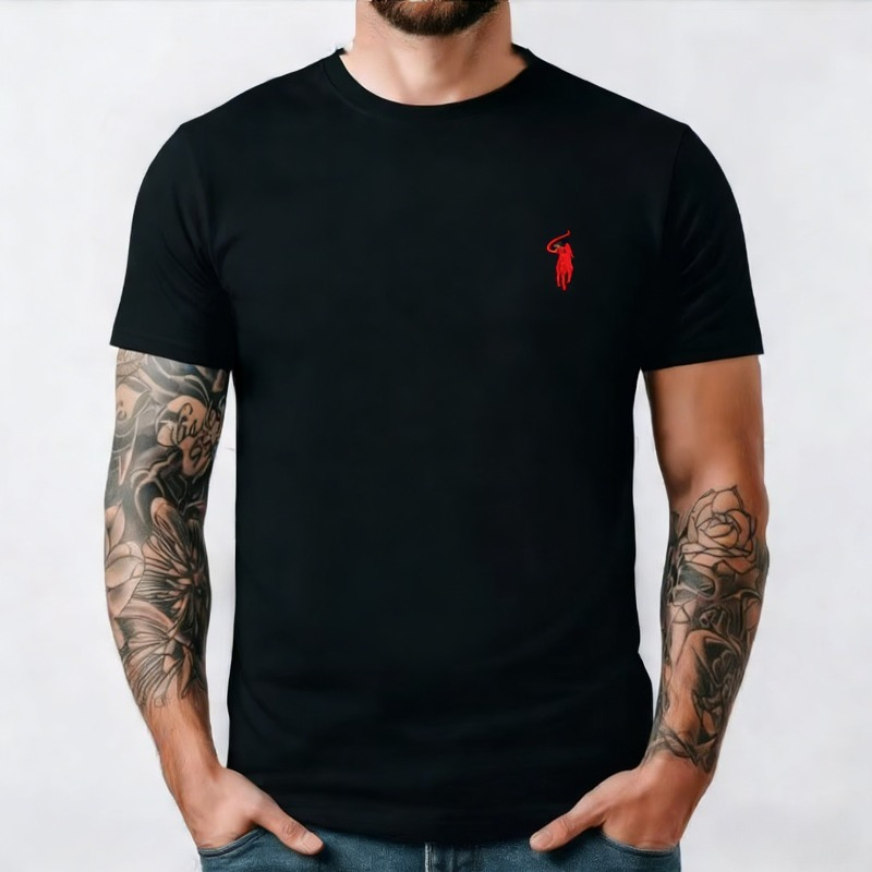 Hochwertiges, seidiges, atmungsaktives Kurzarm-T-Shirt für Herren, Sommer-Designer-Oberteil der Marke Paul mit Aufdruck, modisches, lässiges Rundhals-Top