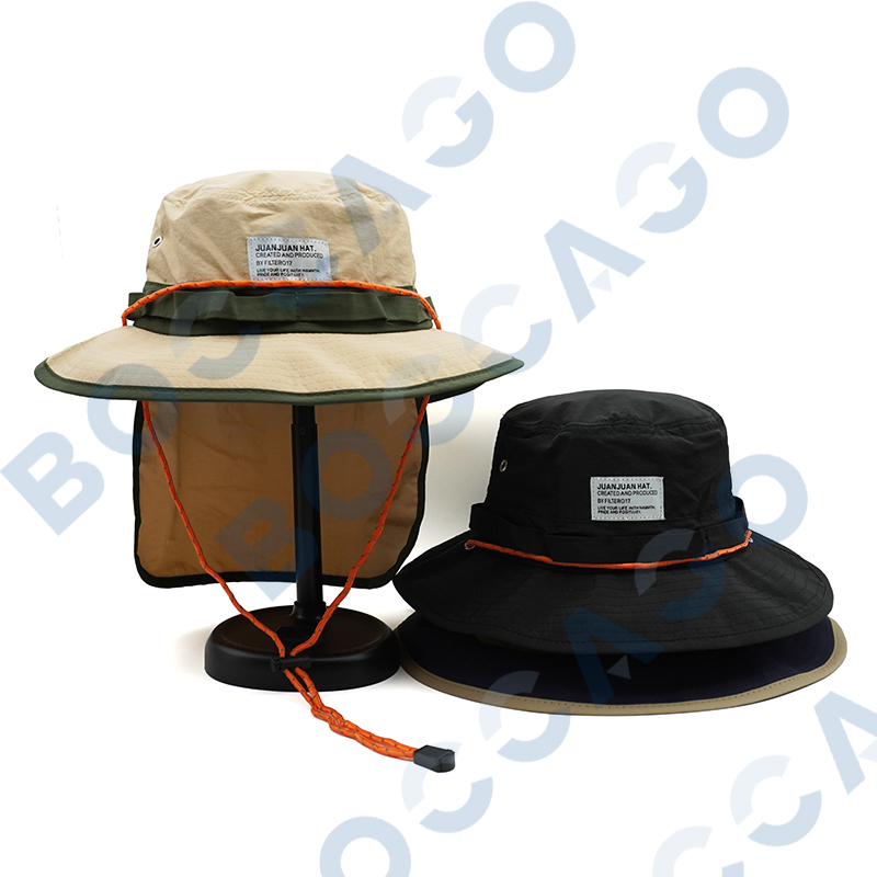 Chapeau de pêcheur anti-UV avec protection pour le cou, réglable, respirant, avec sangle sous le menton, pour homme et femme, pour les activités de plein air, la randonnée et la pêche