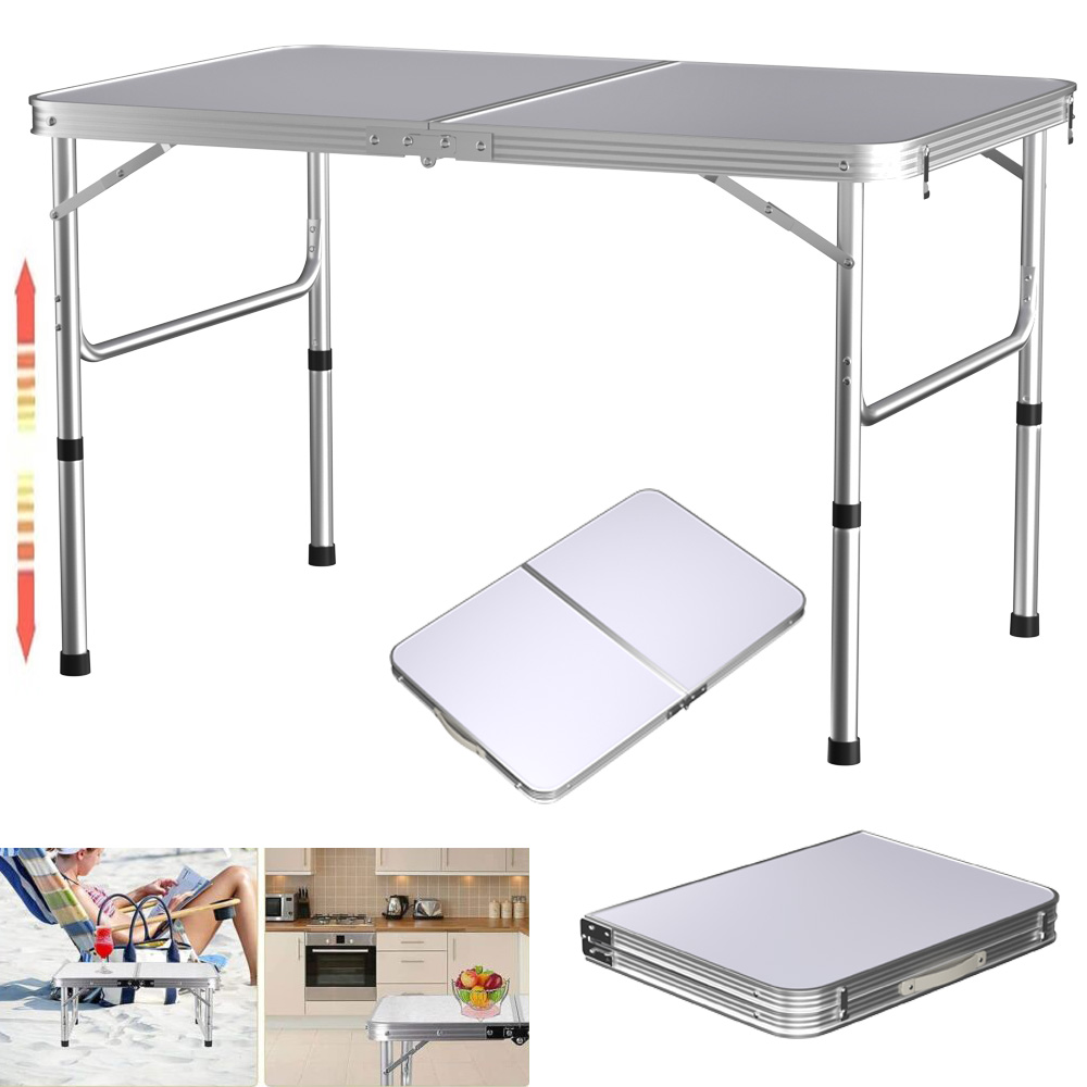 3FT/90CM Picknick-Klapptische, Aluminium, faltbar, tragbar, höhenverstellbar, leicht, für Camping, Grillen, 90 x 60 x 37/67 cm