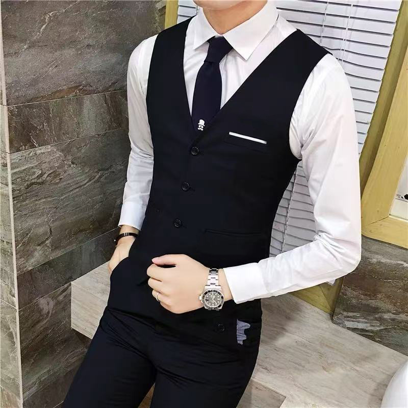 Colete Masculino M-7XL Primavera/Verão, Colete Sem Mangas com Cintura Ajustável, Colete de Terno de Cor Sólida para Negócios e Casamentos