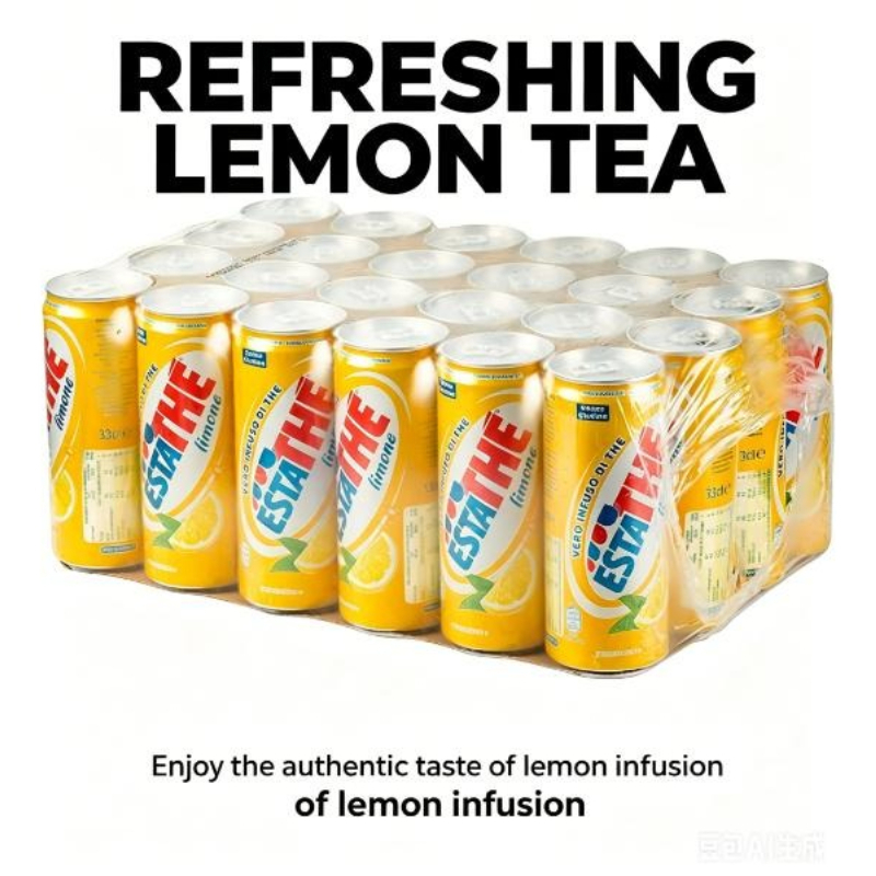 Thé noir italien authentique au citron, thé glacé infusé à feuilles entières, boissons prêtes à boire en conserve, 24 x 330 ml, boisson rafraîchissante pour tous les jours