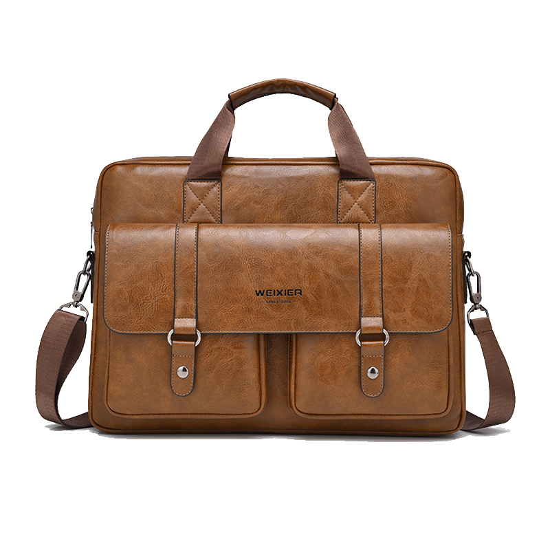 Porte-documents vintage pour hommes, sacoche d'affaires en cuir PU pour ordinateur portable de 15,6 pouces, sacoche de bureau portable pour documents