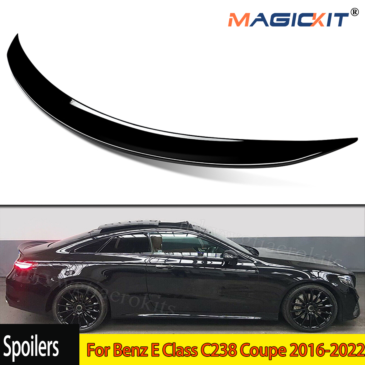 Becquet de Coffre Arrière Noir Brcorporelle, pour Benz CP2 WP2 E400 Coupé 16 + Jas