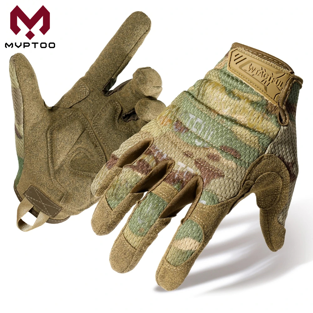 Guantes tácticos con pantalla táctil para hombre y mujer, guantes de camuflaje para Paintball, tiro, Airsoft, combate, caza, a prueba de golpes, con dedos completos