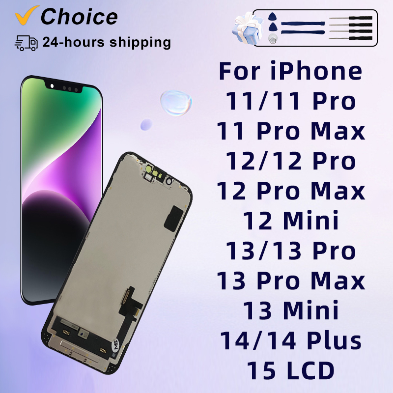 Tela OLED para iPhone 11 12 13 14 15 16, Digitalizador de Tela LCD Touch para iPhone 12 13 Mini 13 Pro 14 Pro Max 15 Plus 16, Substituição de Tela LCD
