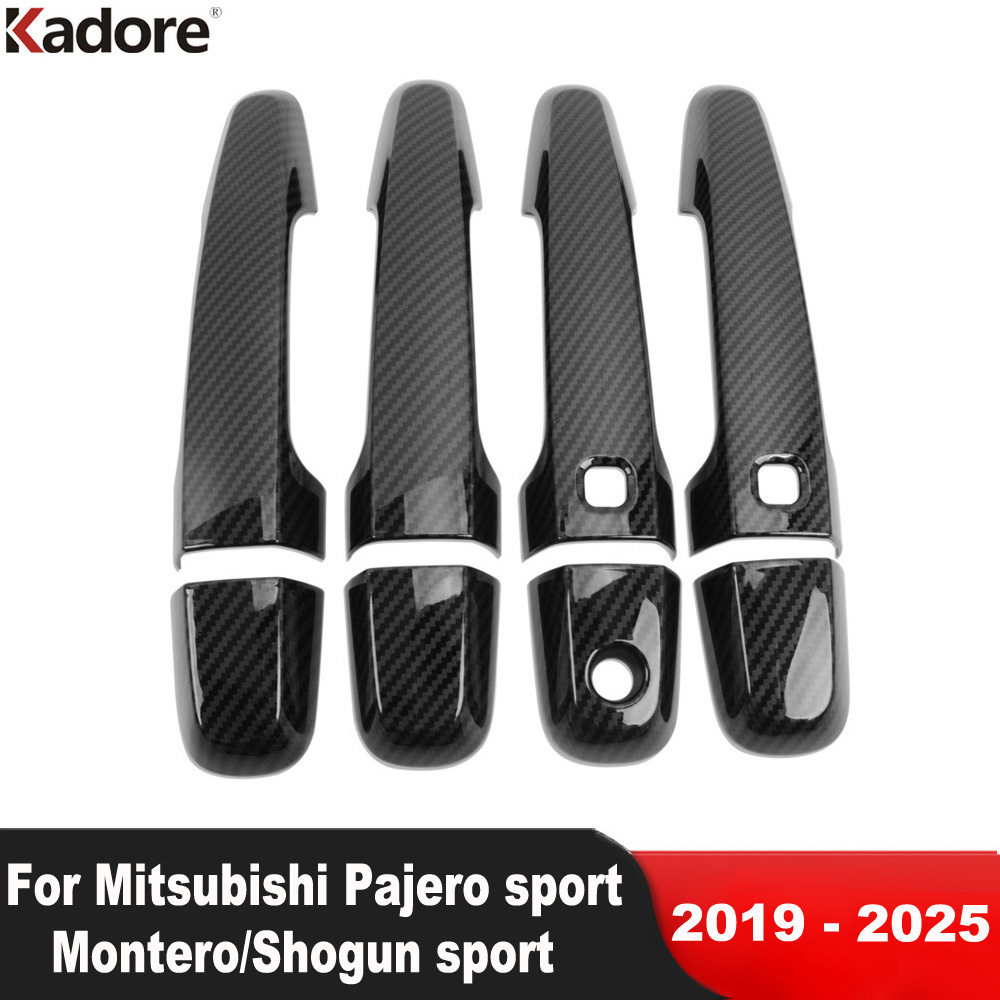 Trim sarung pegangan pintu samping mobil, Aksesori serat karbon untuk Mitsubishi Pajero/Montero/Shogun sport 2019-2022 2023 2024 2025