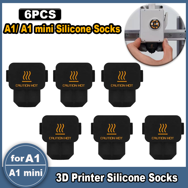 6 szt. Silikonowych Osłonek A1/A1 Mini, Silikonowe Osłony Hotendu Bloku Grzewczego do Drukarki 3D Bambu Lab A1/A1 Mini