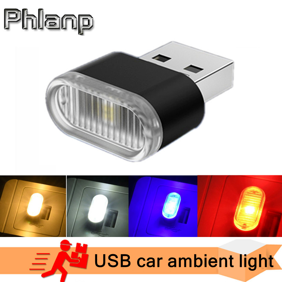 Miniluces LED USB para coche, lámpara decorativa de neón para Interior de coche, iluminación de emergencia, Universal, portátil, Plug and Play, 1 ud.