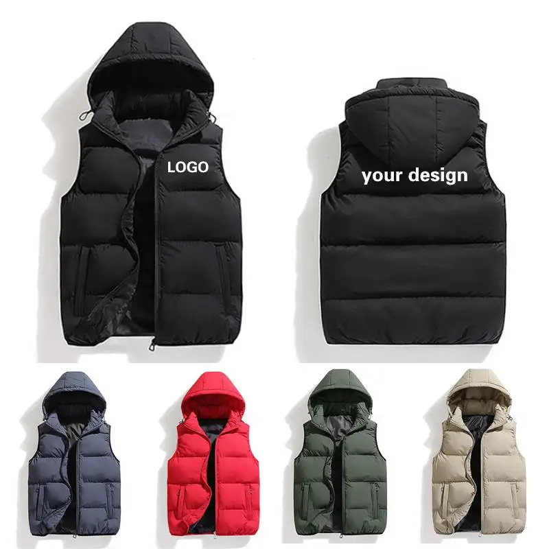 Men's Sleeveless Jacket Hooded Down Vest Printed Logo Customized Personalization Outdoor Sports Skiing Mountaineering Coat