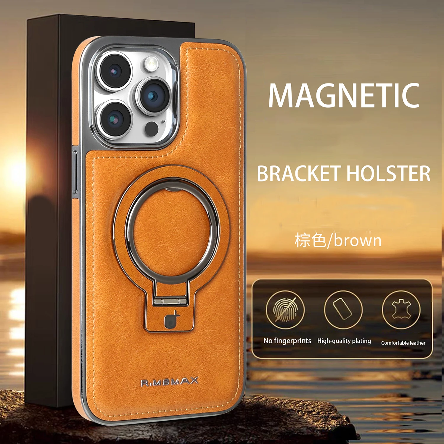 Luksusowy skórzany składany niewidoczny uchwyt magnetyczny do etui na telefon Magsafe do iPhone'a 16 Pro Max 15 13 12 14 Stojak wstrząsoodporny