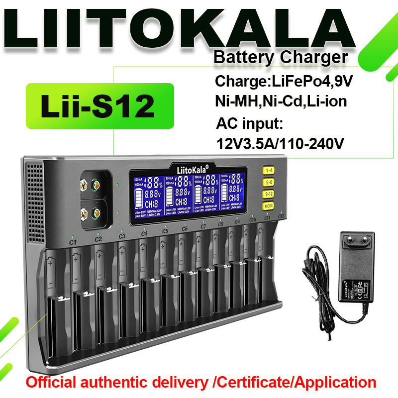 Inteligentna ładowarka do akumulatorów LiitoKala Lii-S12 S8 S6 AA AAA 16340 14500 18650 26650 21700 32700 Li-ion LiFePO4 Ni-MH/CD