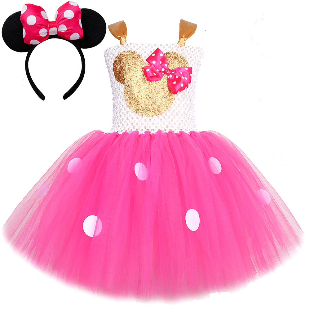 Abiti da Principessa con Fiocco a Pois per Bambine, Tutù da Balletto per Compleanno, Costumi di Personaggi dei Cartoni Animati con Orecchie