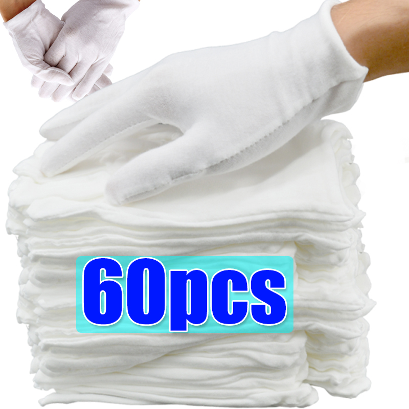 1/5/10/20/30pairs New Unisex Etiquette White Cotton Gloves Waiter Driver Jewelry Worker Finger Gloves Sweat Absorption Mittens