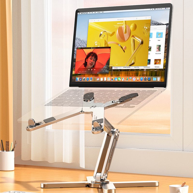 Soporte plegable para portátil 360 ° Mesa giratoria para portátil, soporte de aleación de aluminio, soporte portátil para tableta y libros con disipación de calor
