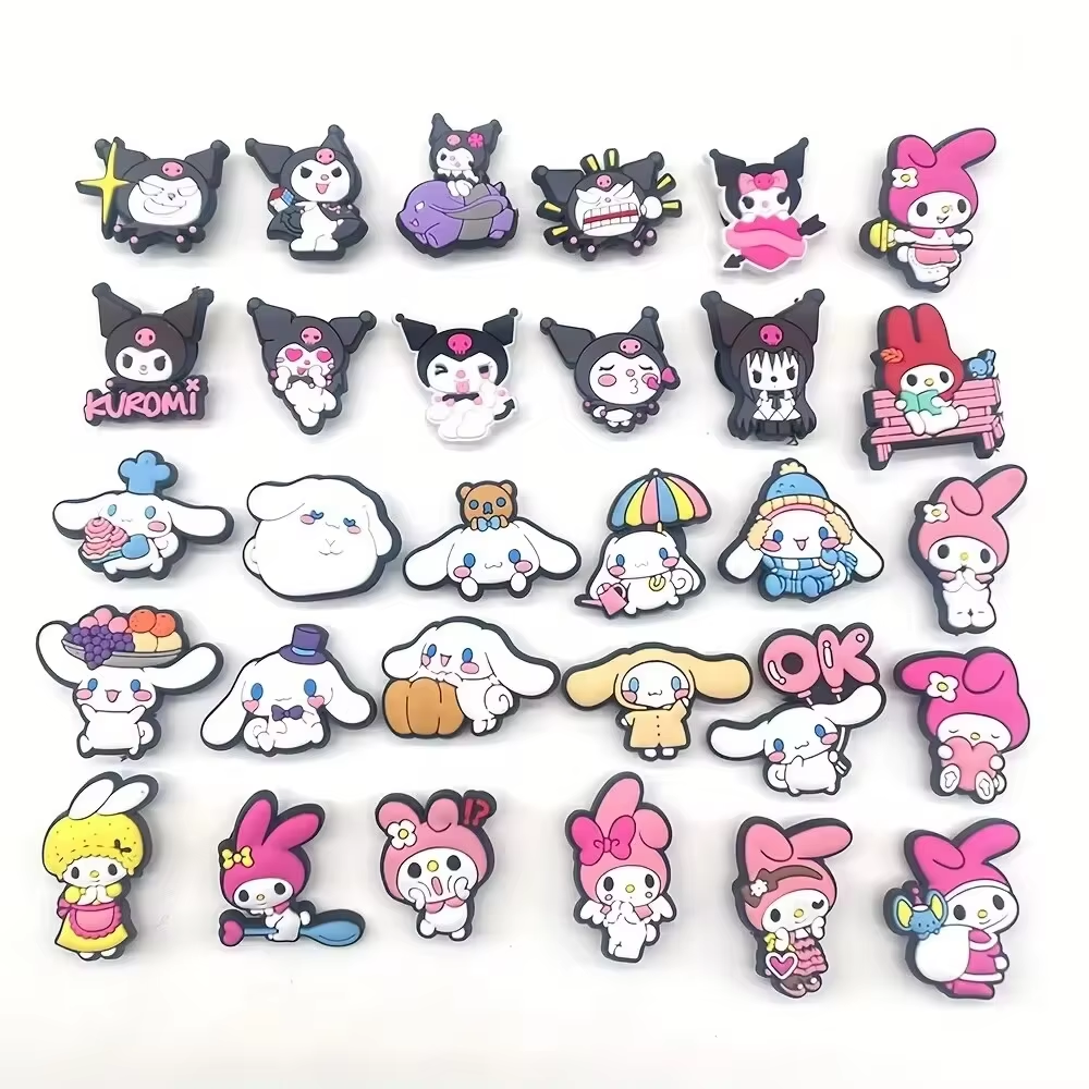 MINISO 10/30pcs Sanrio 신발 장식 액세서리 나막신 용 매력 Bogg Bag 버블 슬라이드 샌들, 생일 선물 아이디어