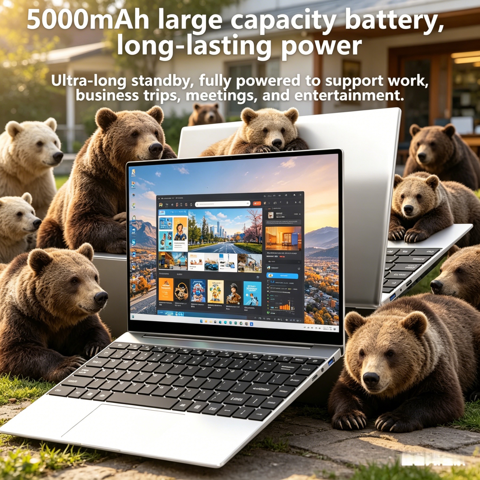 LENO 14.1" Gaming Notebook Windows11 16GB 2TB SSD Intel 4405U 1920*1080 Ultra Slim Office Study Laptop PC