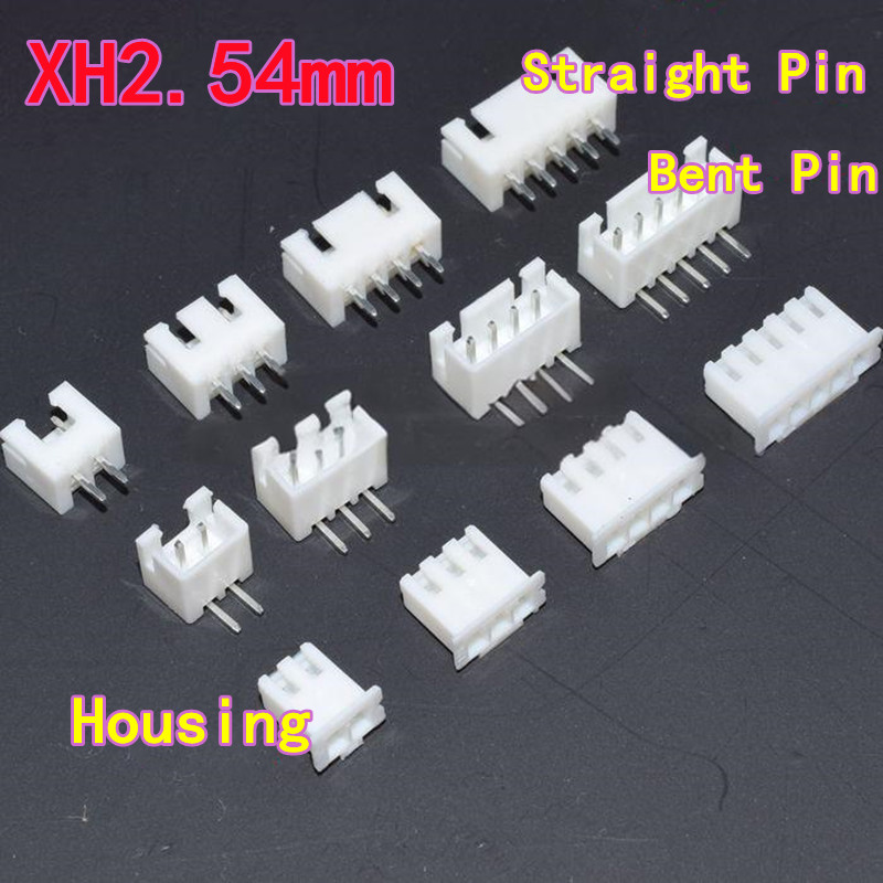 100 pièces XH2.54 connecteur à broche droite/broche courbée ; Boîtier de 2,54 mm et en-tête à broche droite, XH-2/3/4/5/6/7/8/10P