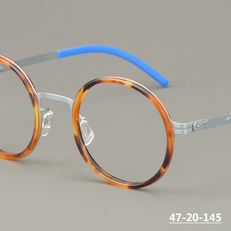 Deutschland Schraubenlose Runde Brille Rahmen Oroshi Männer Frauen Acetat Titan Mehrfarbige Brillen Ultraleicht Vintage Spektakel Gafas