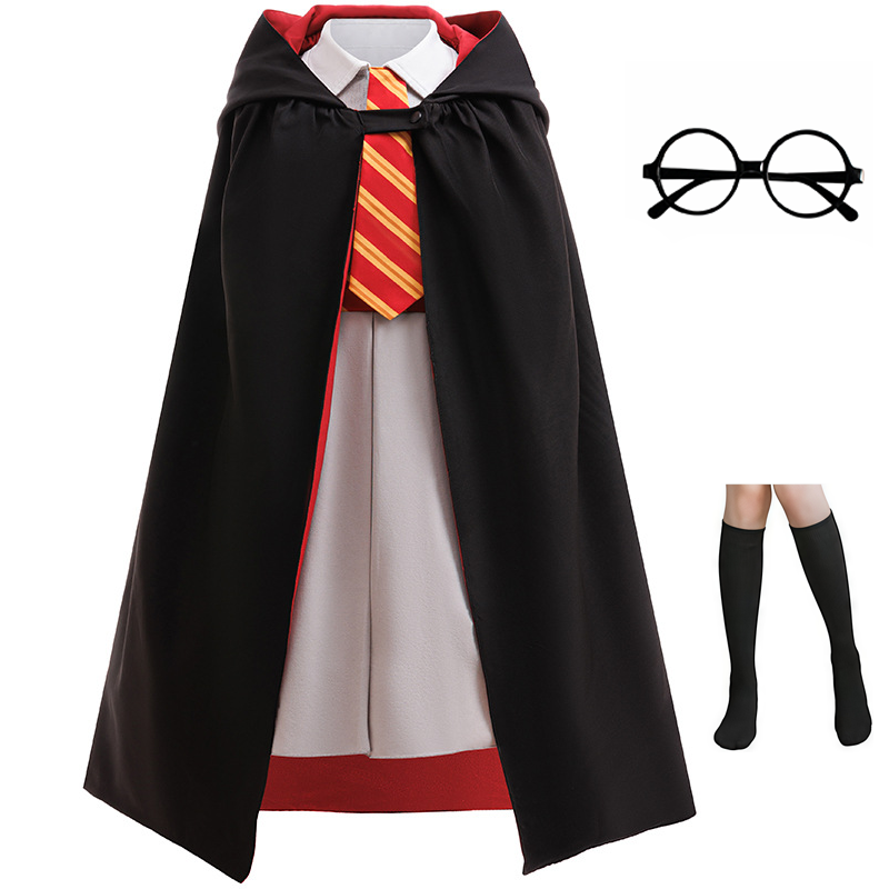 Vestido de Halloween para Meninas com Capa, Fantasia de Mágico, Uniforme para Crianças, Carnaval, Festa de Aniversário, Vestido de Detetive