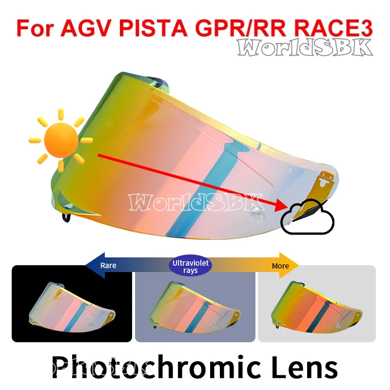 Meekleurende Schild Vizier Lenzen voor AGV Pista GPR GPRR RACE 2 RACE 3 Volledige Gezicht Viseira Capacete Racing Helm Onderdelen