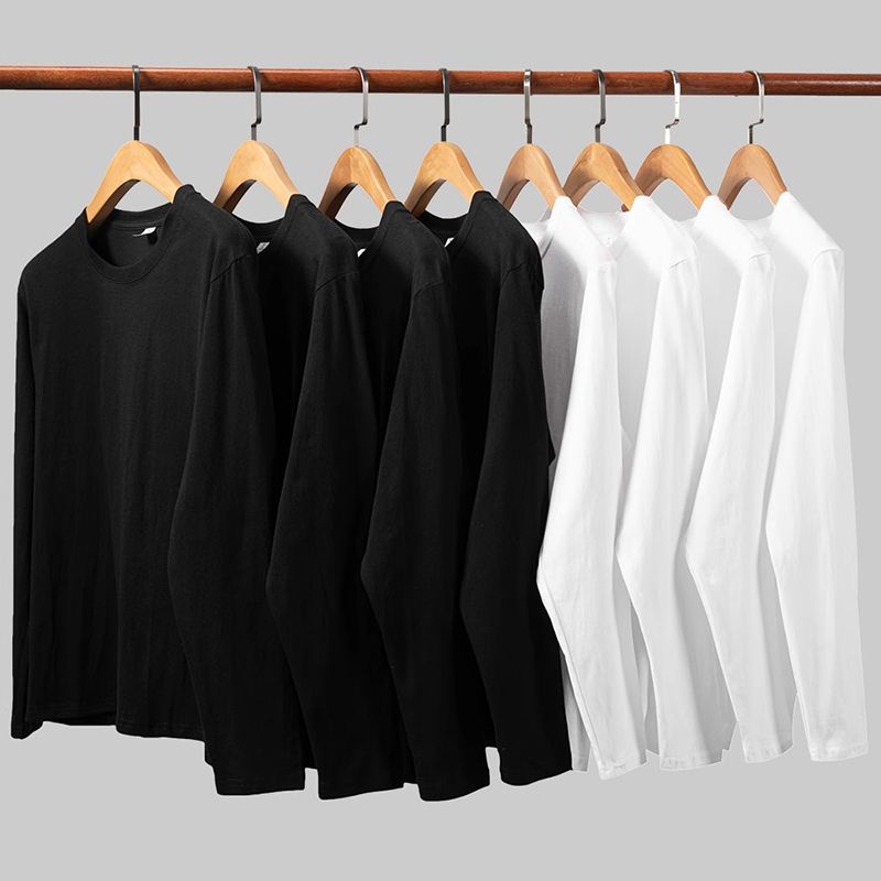 【Mirrordust】230Heavy Weight100%100% Katun Warna Solid Polos Manset Datar Gaya Amerika Kaos Lengan Panjang Kaos Dalaman
