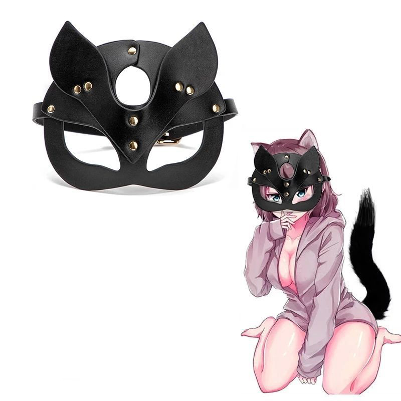 Máscara de Raposa Meia Face de Couro para Mulheres, Coelhinha Cosplay, Máscaras Extravagantes de Halloween, Masquerade Cat, Festa, Acessórios