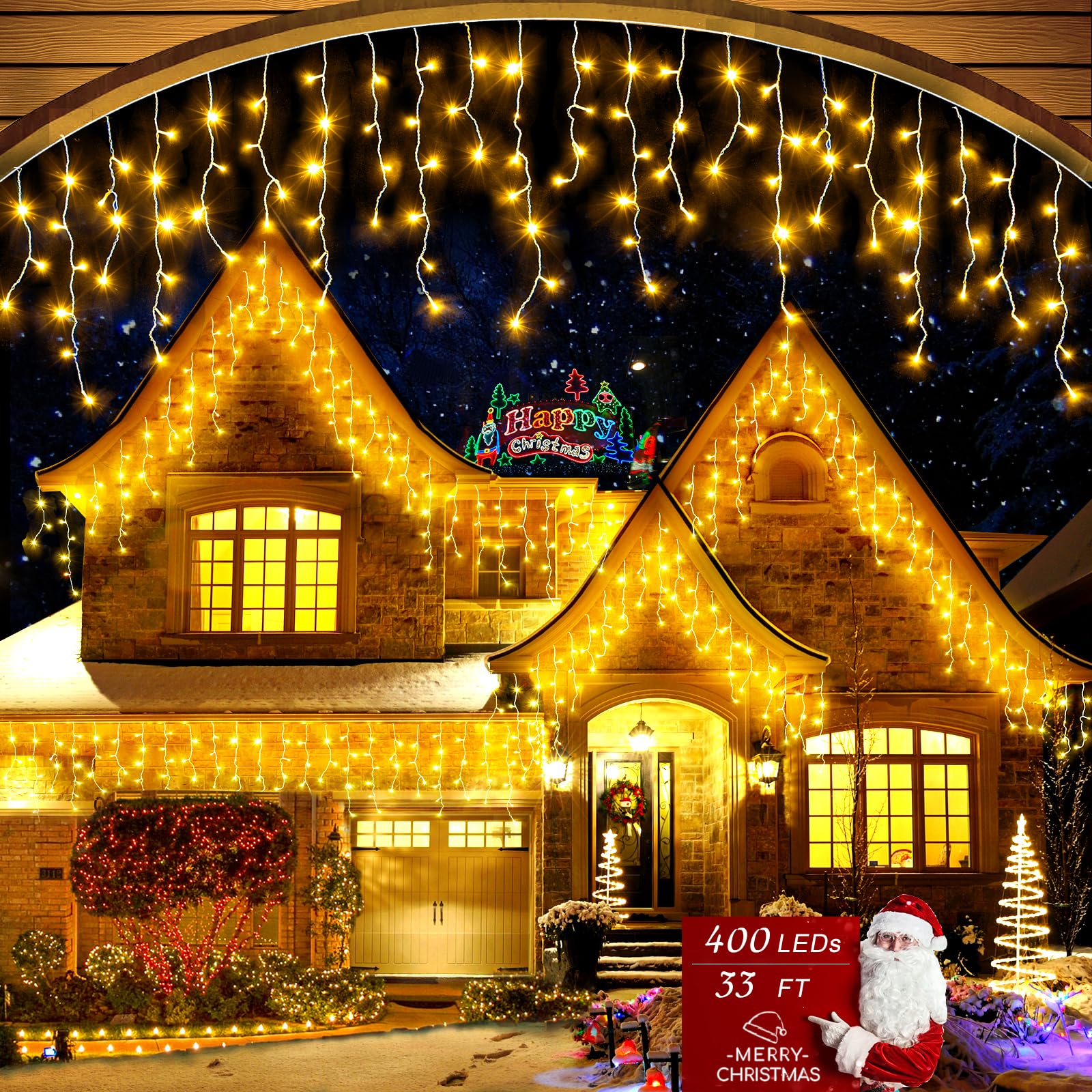 Guirxiété de Glaçons Solaires à LED, Étanche, Dégradé, Noël, Halloween, Décorations Extérieures, ix, Maison, Jardin