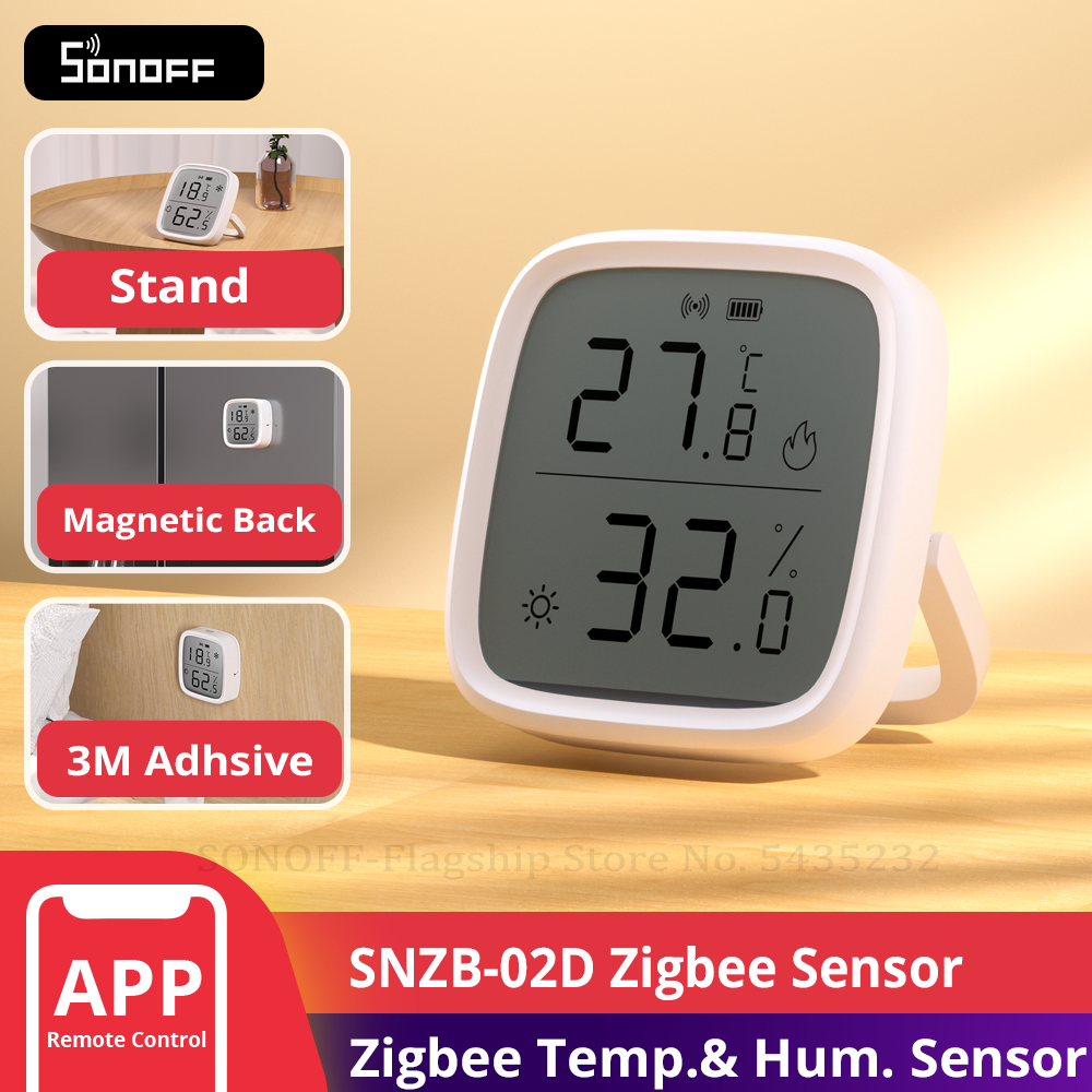Умный термометр SONOFF SNZB-02D Zigbee, беспроводной гигрометр с ЖК дисплеем, Alexa Google Home Alice
