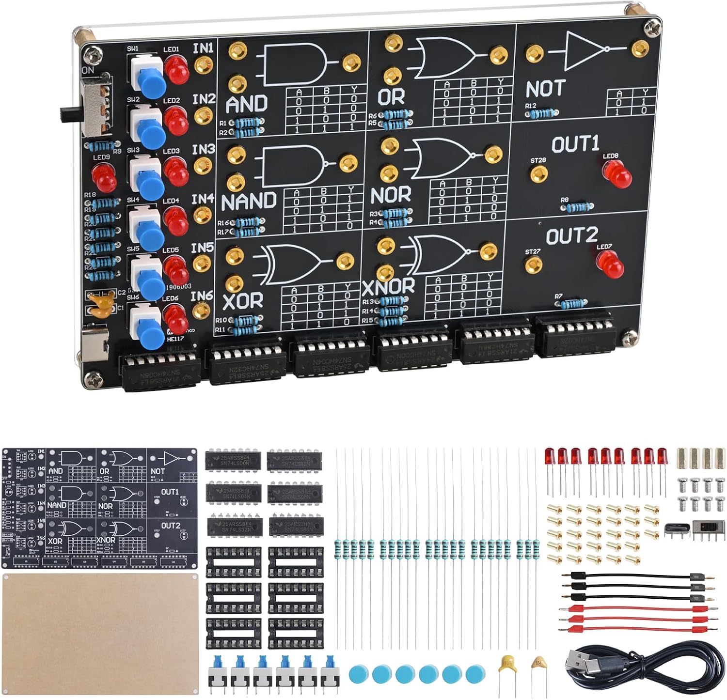 Kit d'apprentissage de porte logique interactive, projet de soudure à monter soi-même avec Simulation de LED, outil d'enseignement électronique pour les écoliers STEM