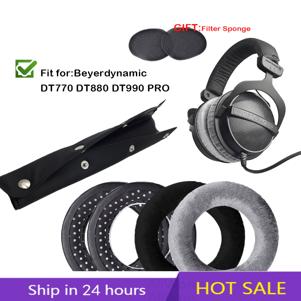 Coussinets d'oreille de remplacement DT 770, compatibles avec beyerdynamic DT990 / DT880 / DT770 PRO, bandeau de joueur