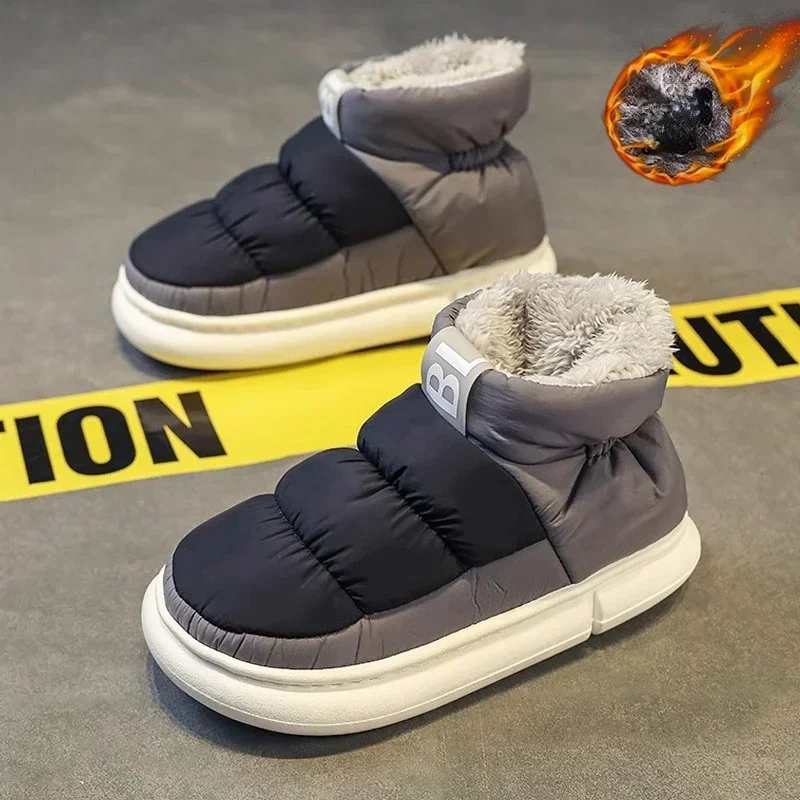 Snow BOOTS ผู้ชายผู้หญิงฤดูหนาว 2024 คนรักใหม่ Plush หนาสบายรองเท้าผ้าฝ้าย WARM Anti SLIP รองเท้าสบายๆกลางแจ้งแฟลต