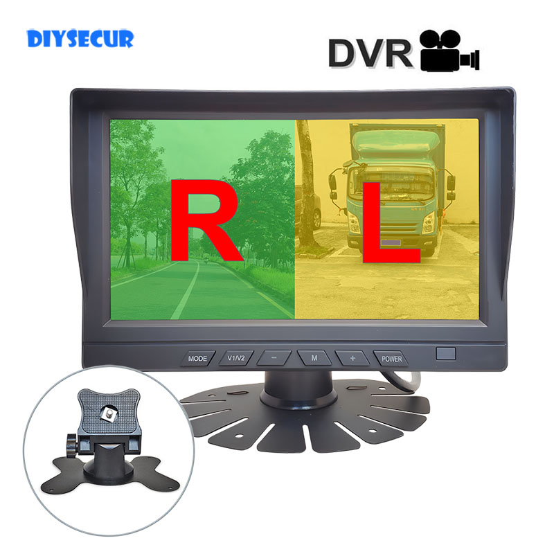 DIYSECUR 1024x600 7-дюймовый AHD IPS 2-канальный автомобильный монитор заднего вида с поддержкой 720P 1080P AHD CVBS Автомобильная камера Запись видео