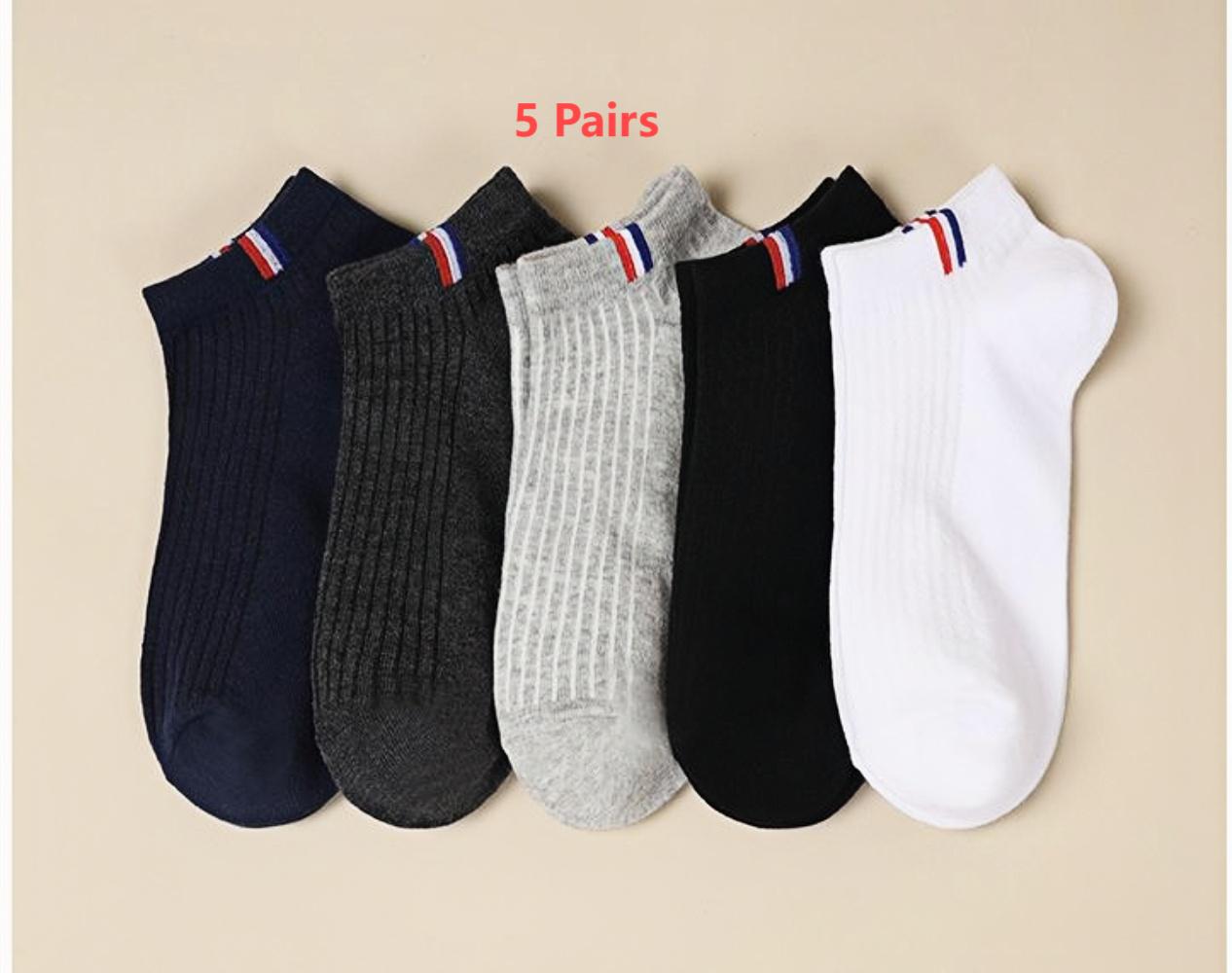 5 paires de chaussettes pour hommes, chaussettes en coton, tube court, décontractées, couleur unie, polyvalentes, peu profondes, printemps et été