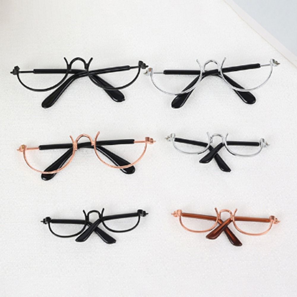 1pc miniaturowe modne okulary dla pluszowe wypełnione lalki akcesoria Retro metalowe okrągłe pół ramki okulary 6cm 8cm