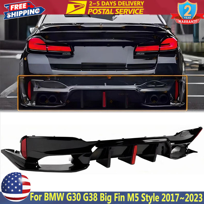 Diffuseur de pare-chocs arrière de voiture pour BMW série 5 G30 G31 G38 M5 Style 2017 ~ 2023 530i 540i avec séparateur de becquet de pare-chocs arrière de lumière LED